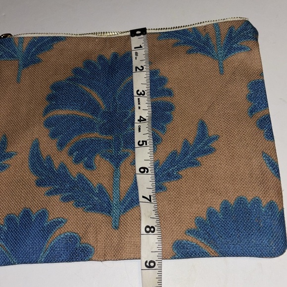 ST. FRANK TURQUOISE DAISY AND TAN DESIGN JUTE LIKE CANVAS BAG MULTI USE BAG - Picture 6 of 7